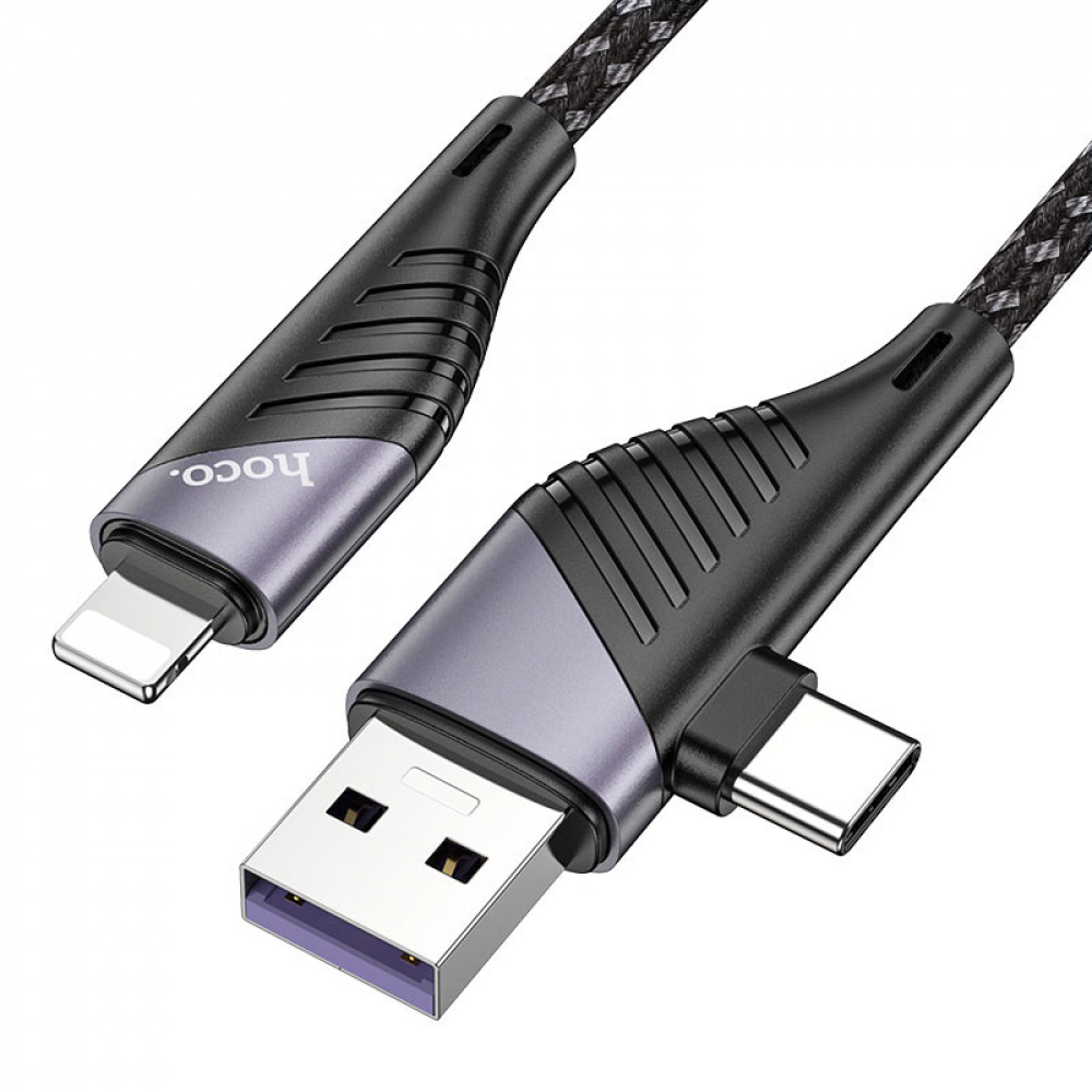 Cable Hoco U95 Freeway 2in1 USB to Type-C + Lightning PD 60W (1.2m) - фото 2