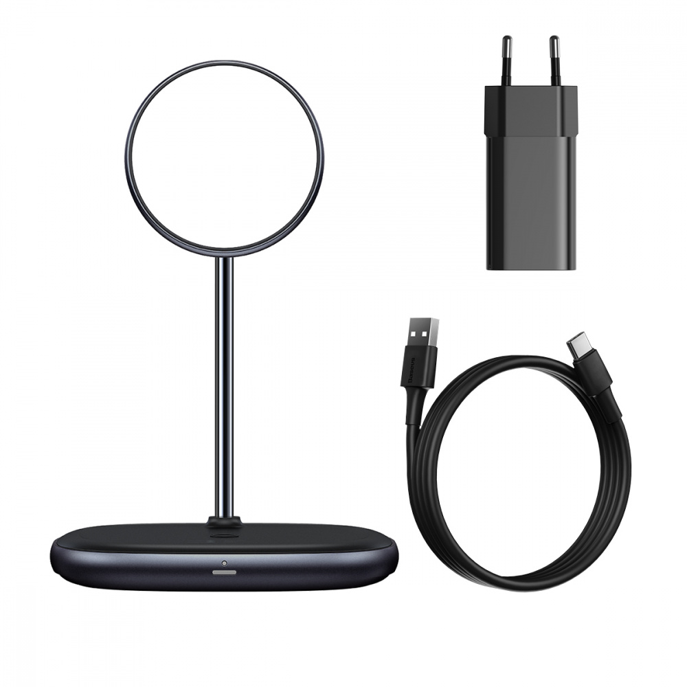 Wireless charger Baseus Swan 2in1 Magnetic 20W with Power Adapter + Cable Type-C 3A - фото 6
