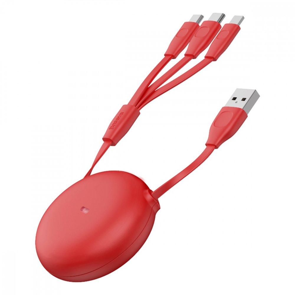 Cable Baseus Lets Go Little Reunion Adjustable 3-in-1 (Micro USB+Lightning+Type-C) 3A (0.85m) - фото 3