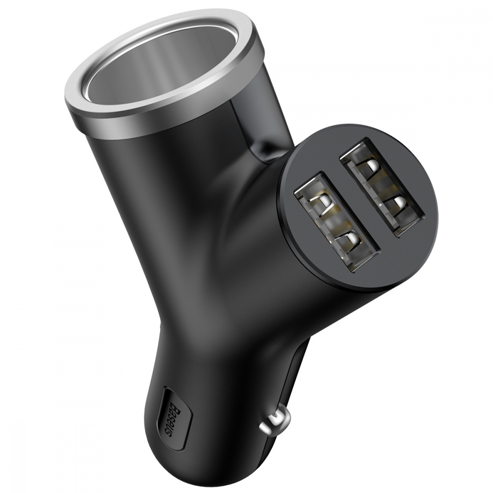 Car Charger Baseus Y-Type USB + Cigarette Lighter Extended 3.4A 2USB - фото 2