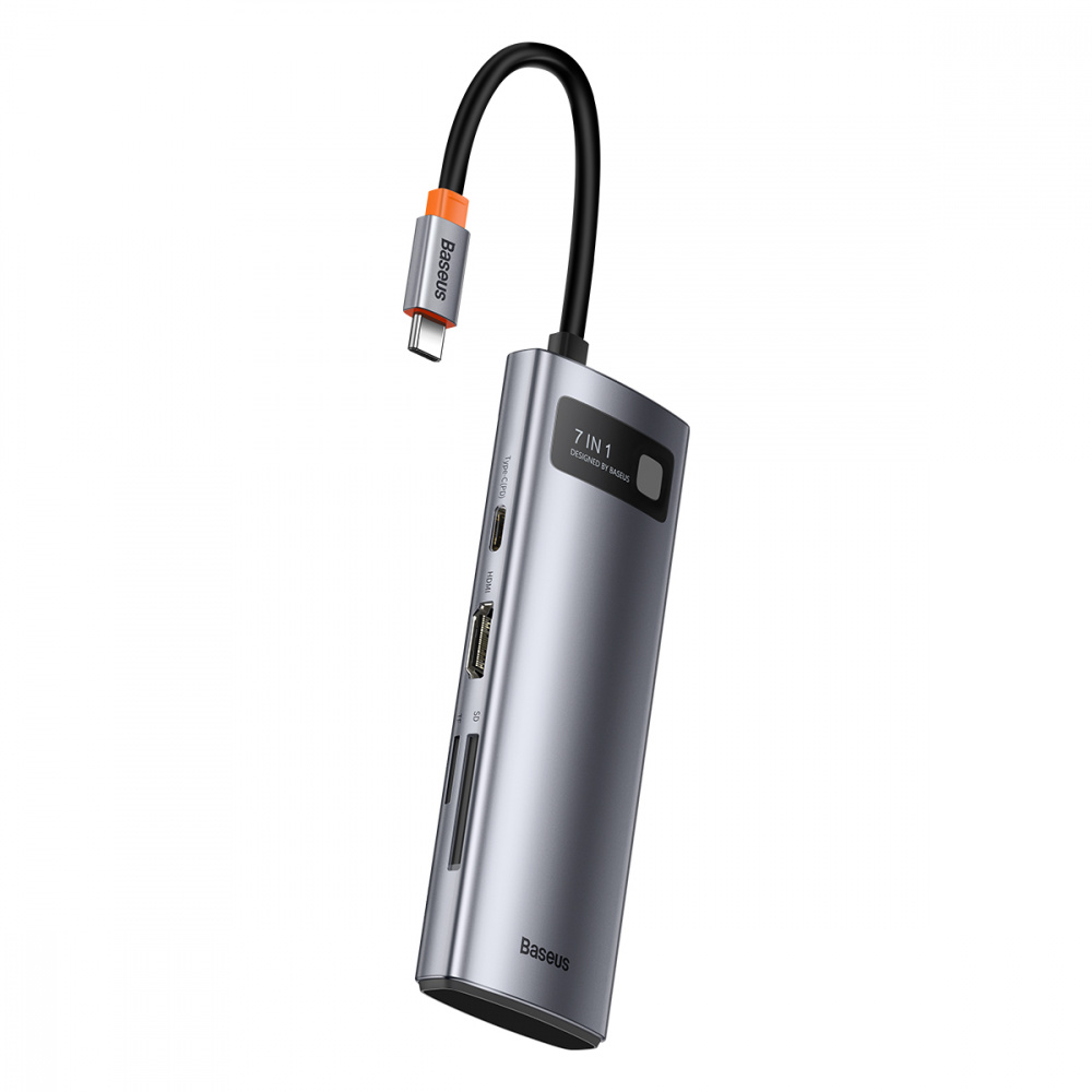 USB-Hub Baseus Metal Gleam Series 7-in-1 (2xUSB3.0 + 4KHD + Type-C + Type-C PD+ TF + SD) - фото 1