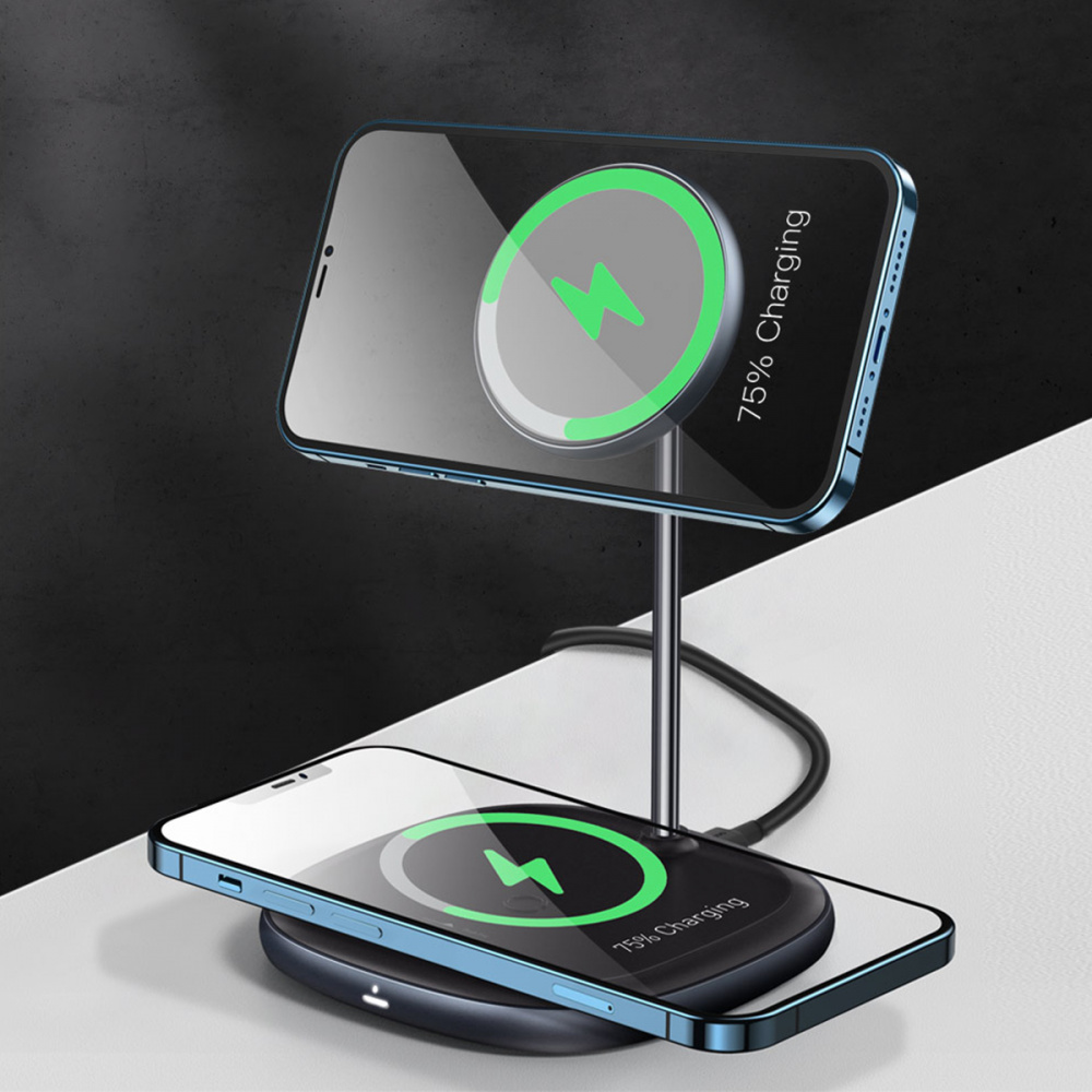 Wireless charger Baseus Swan 2in1 Magnetic 20W with Power Adapter + Cable Type-C 3A - фото 8