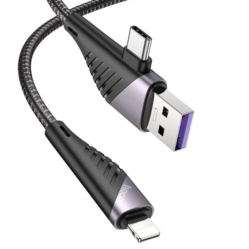 Cable Hoco U95 Freeway 2in1 USB to Type-C + Lightning PD 60W (1.2m) - фото 3