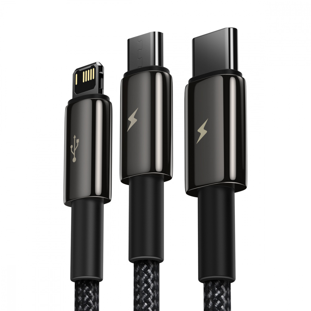 Cable Baseus Tungsten Gold One-for-three Fast Charging Data 3-in-1 (Micro USB+Lightning+Type-C) 3.5 - фото 3