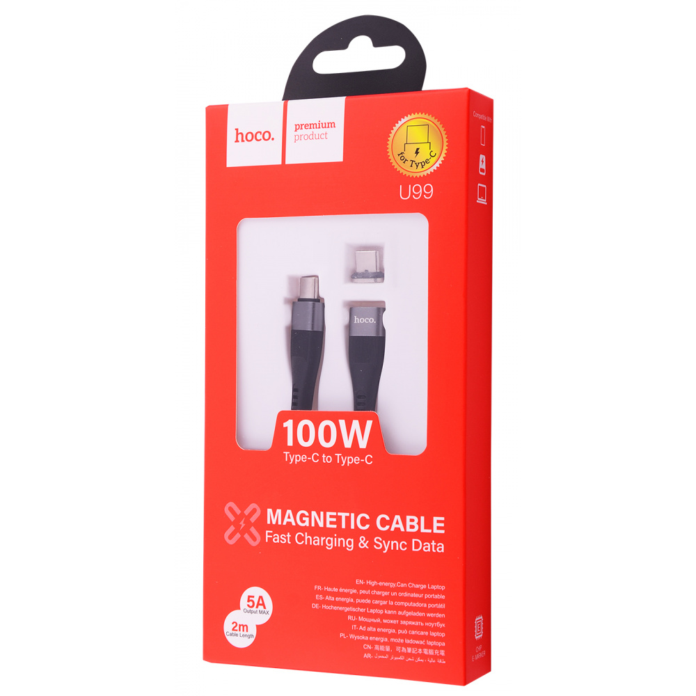 Cable Hoco U99 Vortex Magnetic Type-C to Type-C 100W (2m)