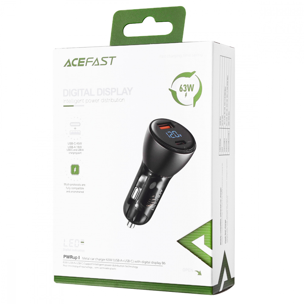 Car Charger Acefast B6 63W (Type-C + USB)