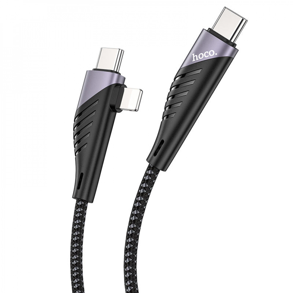 Cable Hoco U95 2in1 Freeway 2in1 Type-C to Type-C + Lightning PD 60W (1.2m) - фото 3