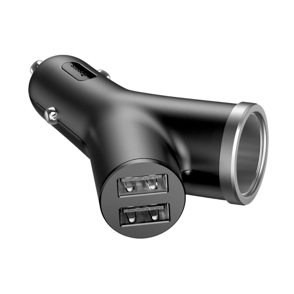 Car Charger Baseus Y-Type USB + Cigarette Lighter Extended 3.4A 2USB - фото 1