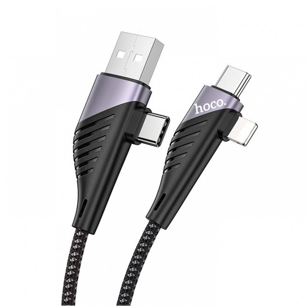 Cable Hoco U95 4in1 Illustrious Multifunction Micro USB + Type-C to Type-C + Lightning PD - фото 1