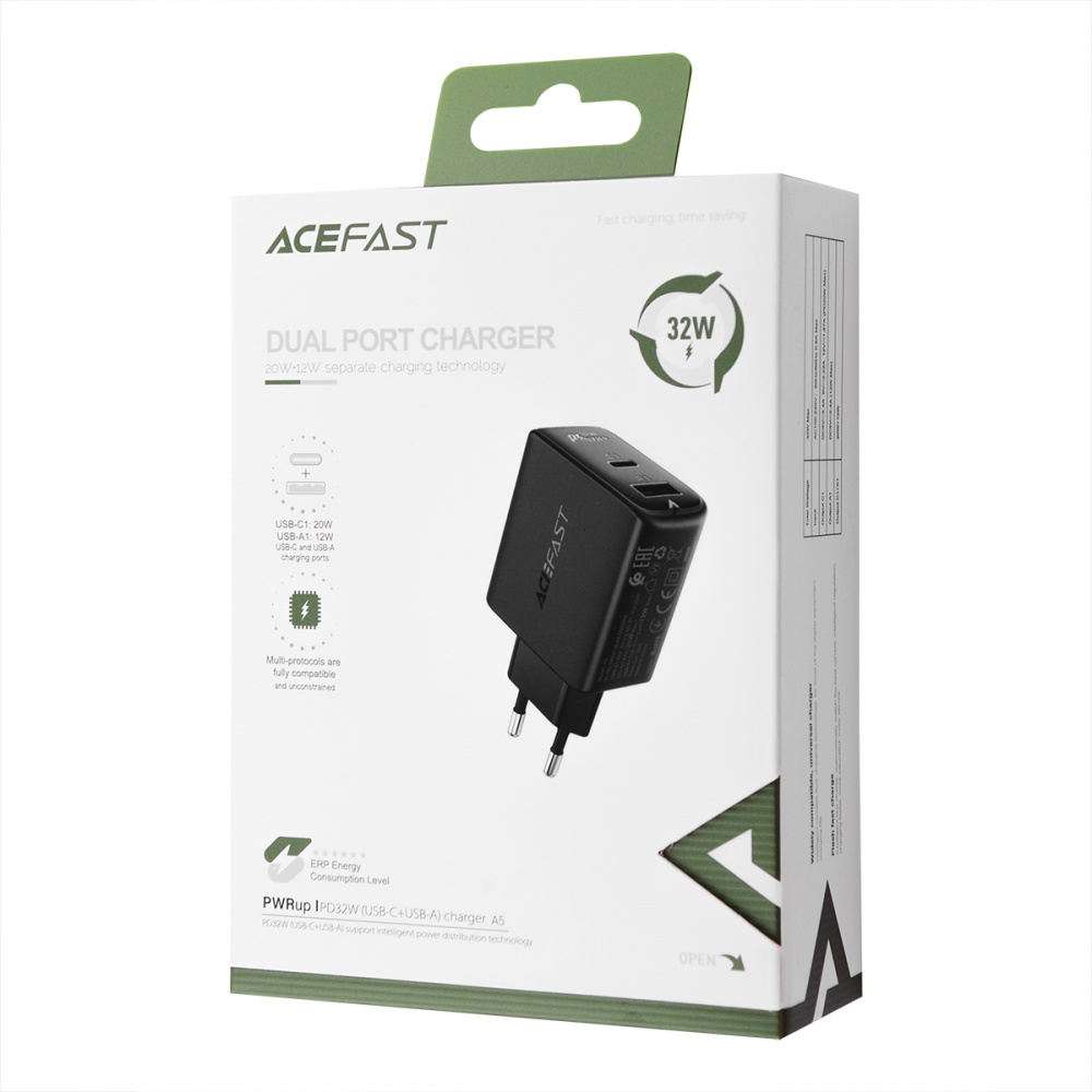 Wall Charger Acefast A5 PD 32W (Type-C + USB)