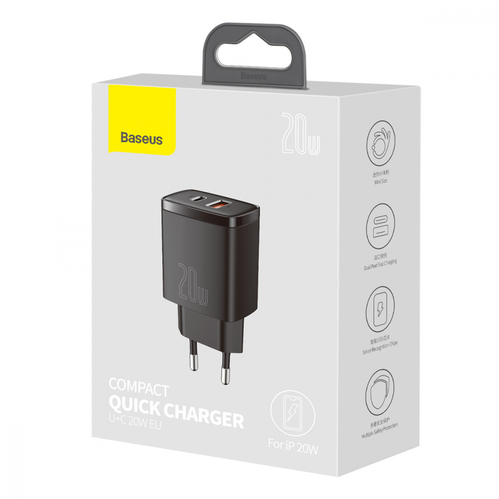 Wall Charger Baseus Compact Quick Charger 20W QC+ PD (1Type-C + 1USB)