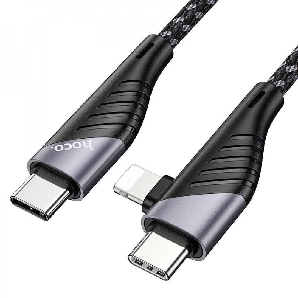 Cable Hoco U95 2in1 Freeway 2in1 Type-C to Type-C + Lightning PD 60W (1.2m) - фото 4