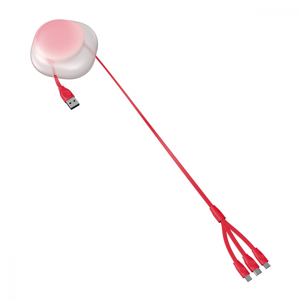 Cable Baseus Lets Go Little Reunion Adjustable 3-in-1 (Micro USB+Lightning+Type-C) 3A (0.85m) - фото 1