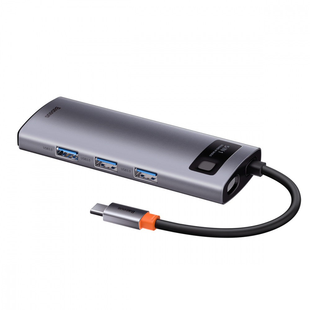 USB-Hub Baseus Metal Gleam Series 5-in-1 (3xUSB3.0 + 4KHD + Type-C) - фото 4