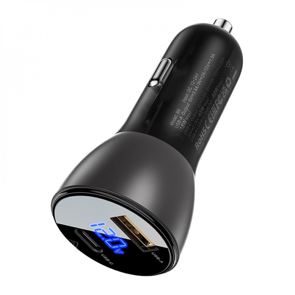 Car Charger Acefast B6 63W (Type-C + USB) - фото 1