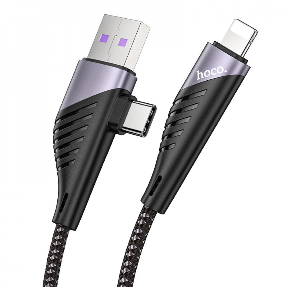 Cable Hoco U95 Freeway 2in1 USB to Type-C + Lightning PD 60W (1.2m) - фото 4