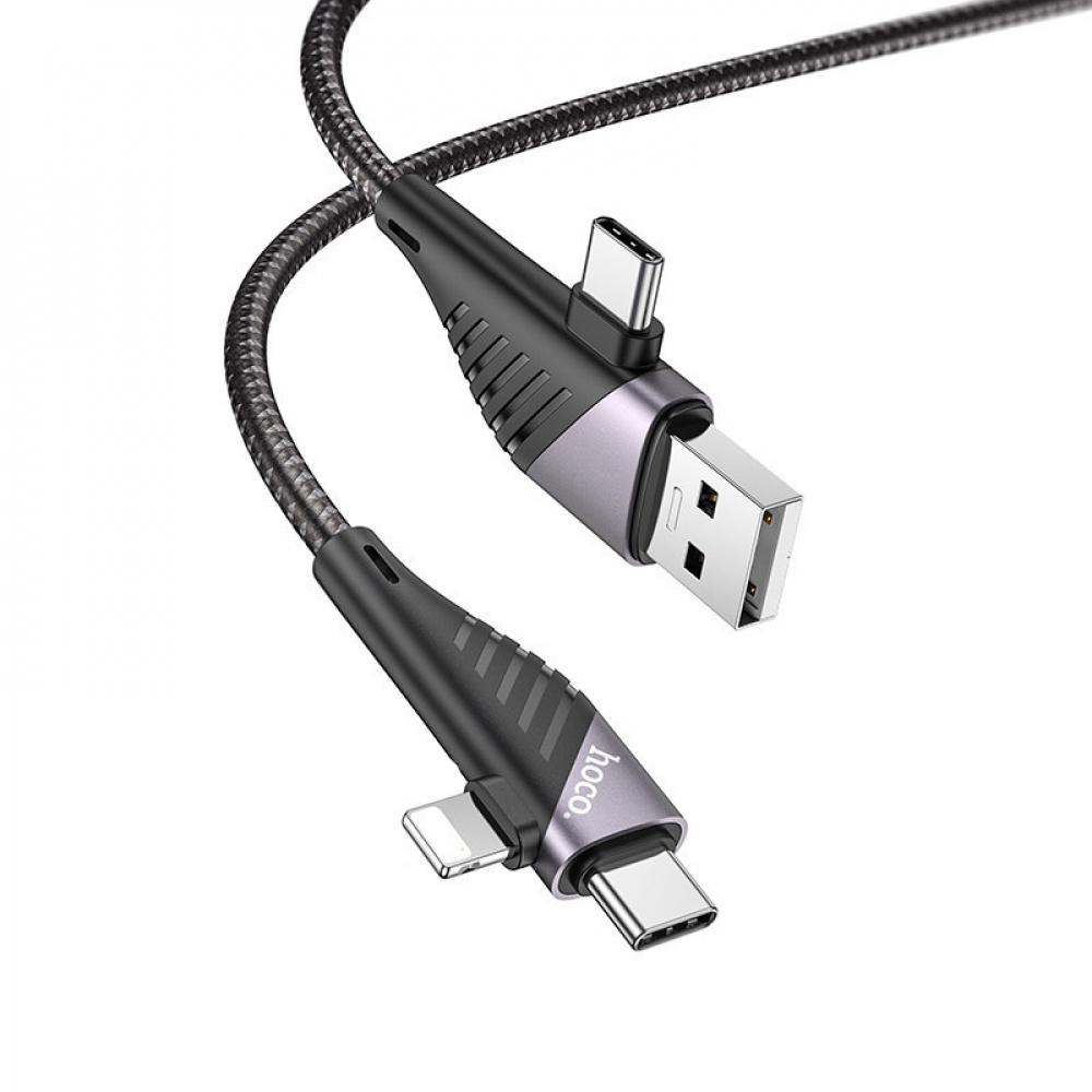 Cable Hoco U95 4in1 Illustrious Multifunction Micro USB + Type-C to Type-C + Lightning PD - фото 2