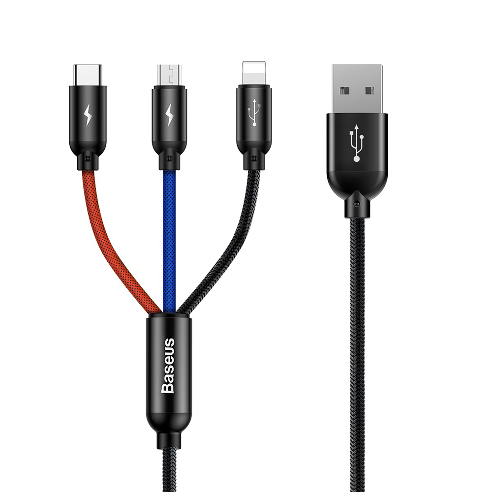 Cable Baseus Three Primary Colors 3-in-1 (0.3m) - фото 2